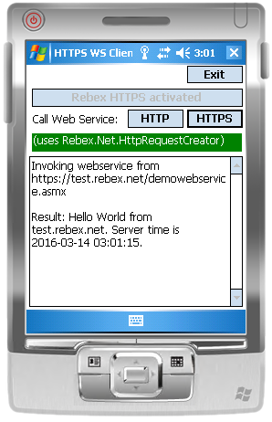 .NET Compact Framework app connected to a SOAP web service over HTTPS. TLS 1.2 and SHA-2 support enabled.